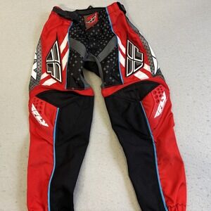 Fly Racing F-16 Motocross Pants Kids Size 22 Red Black BMX Gear Boys Padded Belt